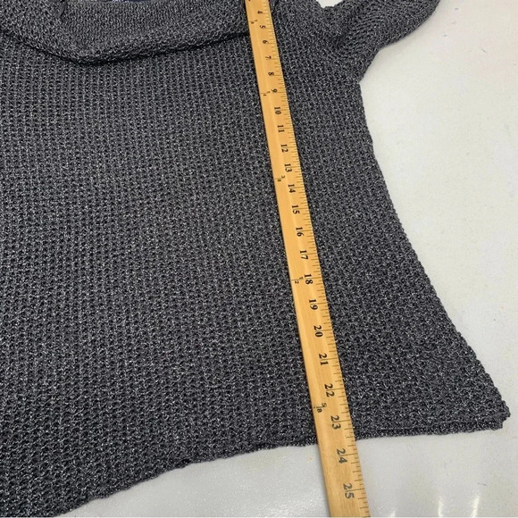 Jones NY Sweater Woman Large Silver Metallic Cowl Neck Long Sleeve Casual Work - Picture 8 of 8